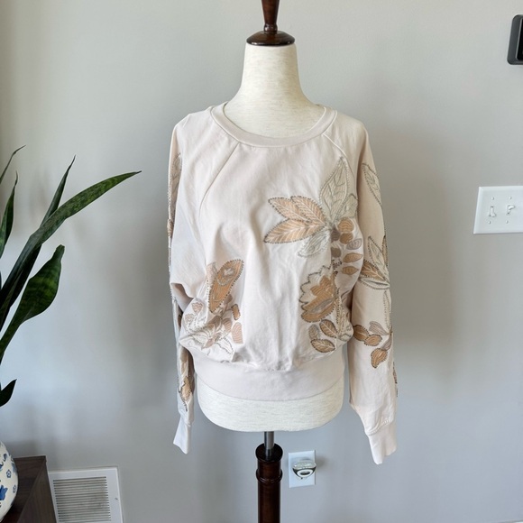 NWT! Anthropologie Embroidered Sweatshirt Bead
Embellishments - Cream Neutral - Picture 9 of 10